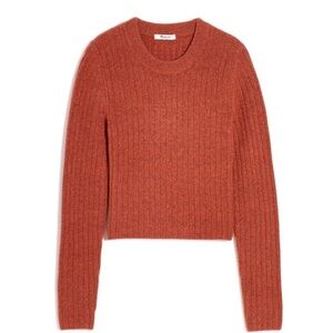 Madewell Readfield Rib Slim Fit Pullover Sweater Women Size L Rust Orange